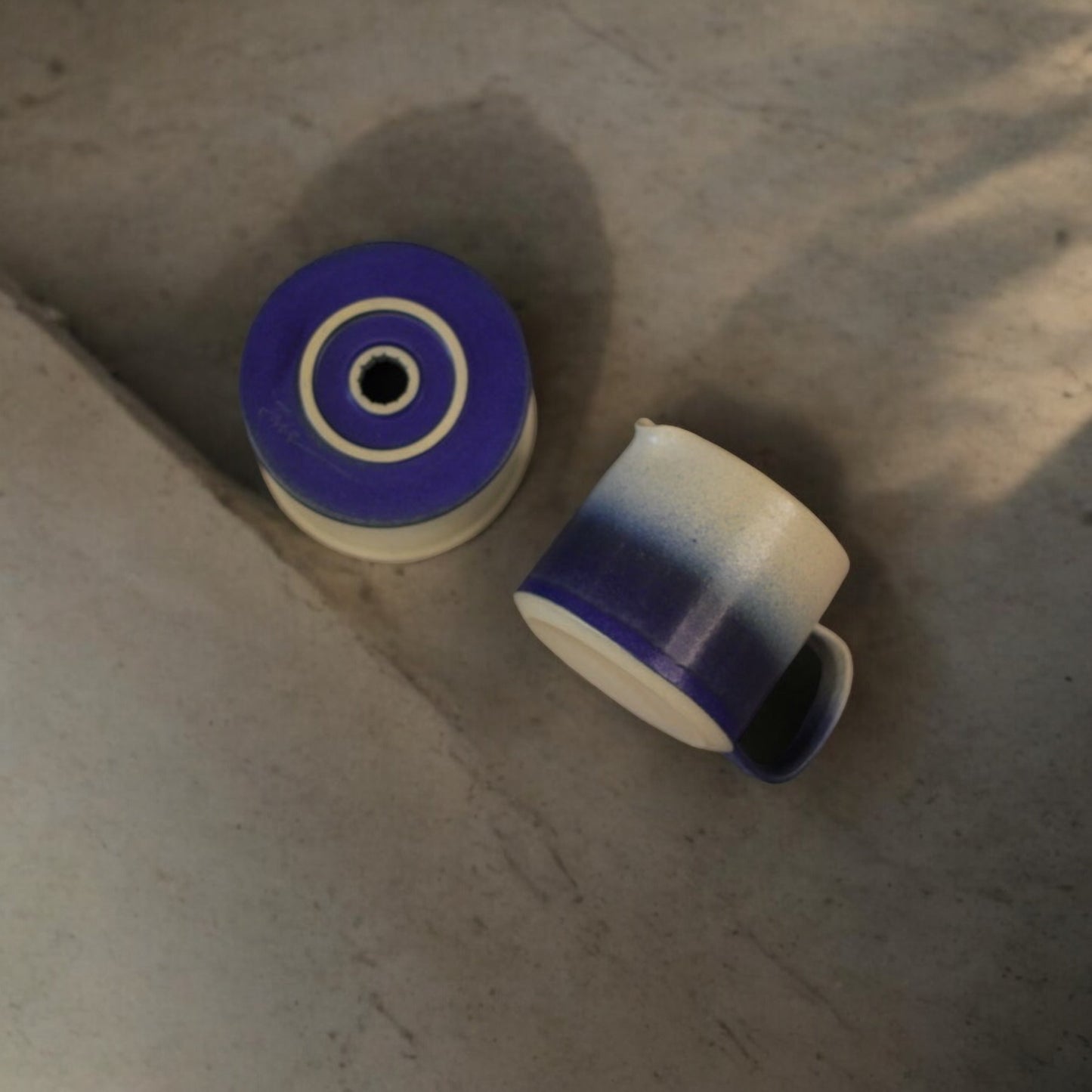 《 吉時雨陶藝 》手工咖啡濾杯組 海洋藍