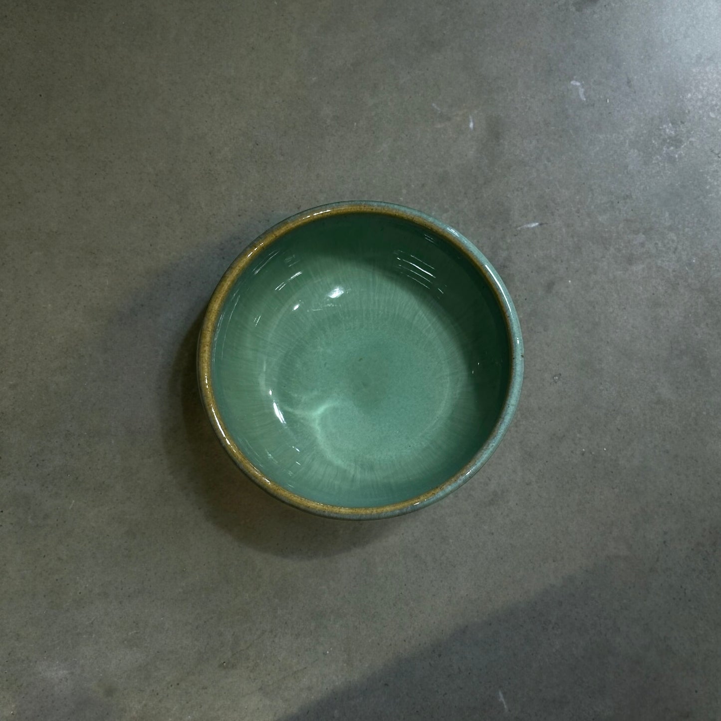 《 添興窯 》手工陶碗 山林綠