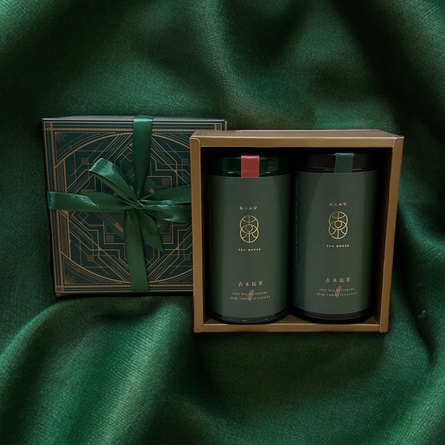 【經典禮盒】【茶包禮盒】莫蘭迪綠金 雙茶罐