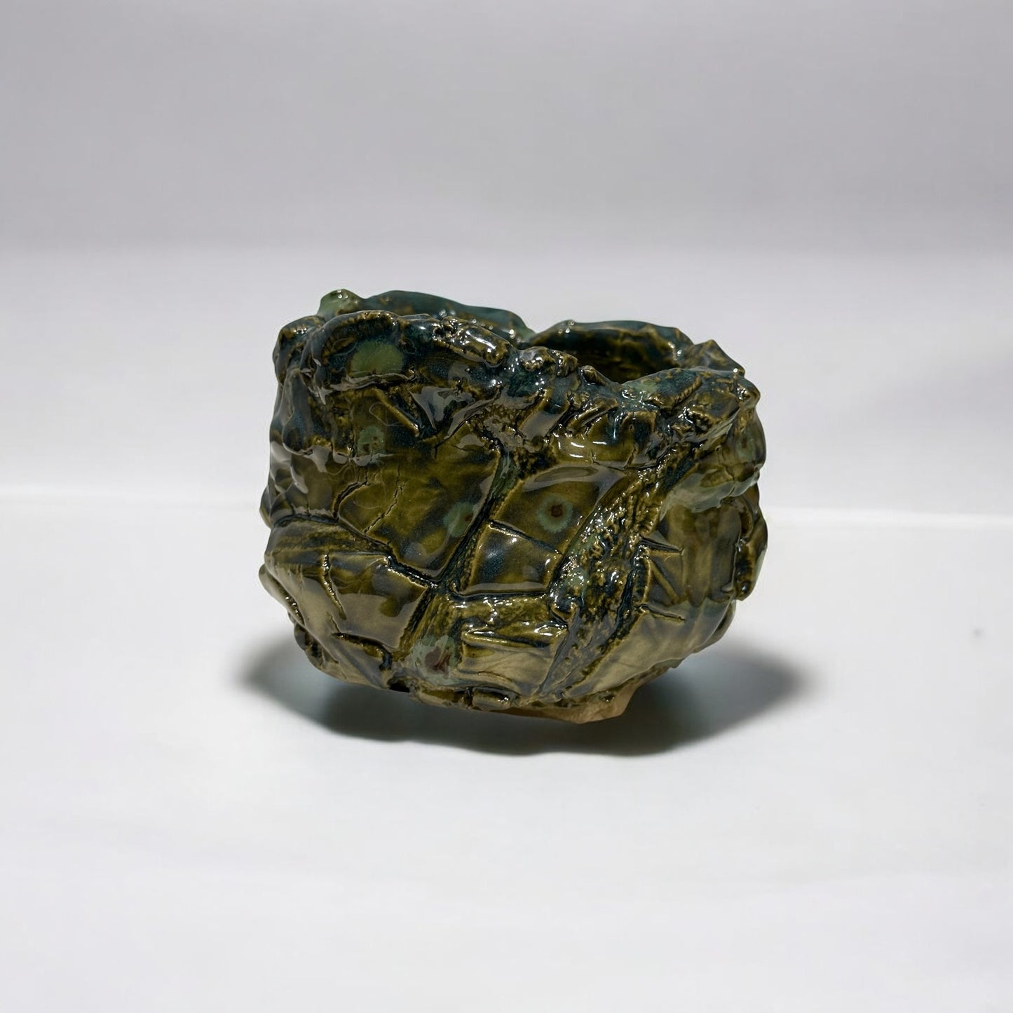 《 好人製陶 》 手工陶盆 荒岩綠晶