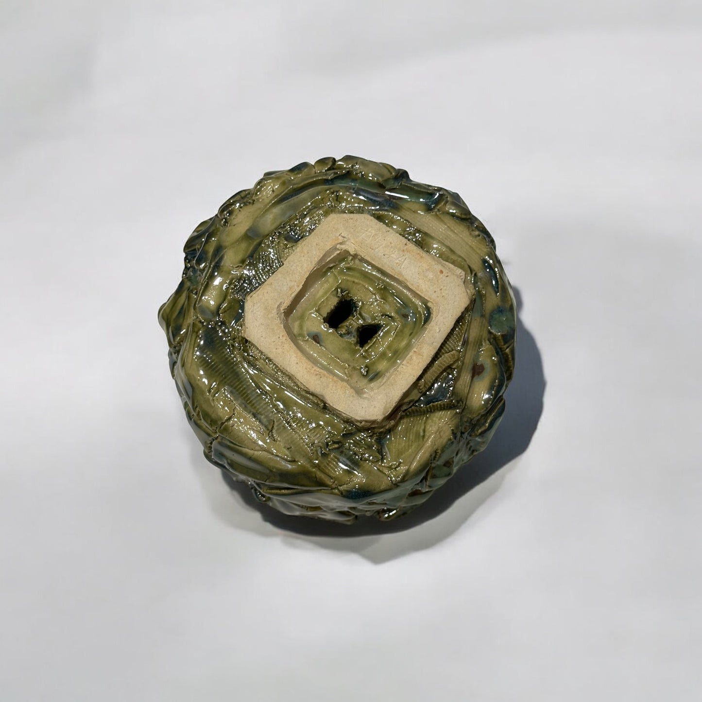 《 好人製陶 》 手工陶盆 荒岩綠晶