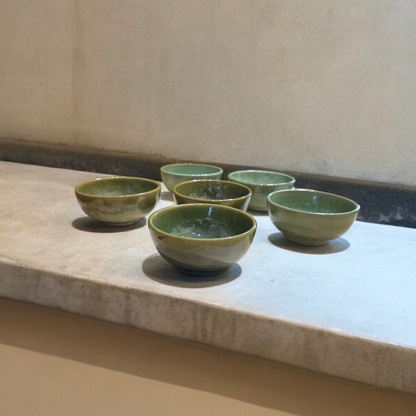 《 添興窯 》手工陶碗 山林綠