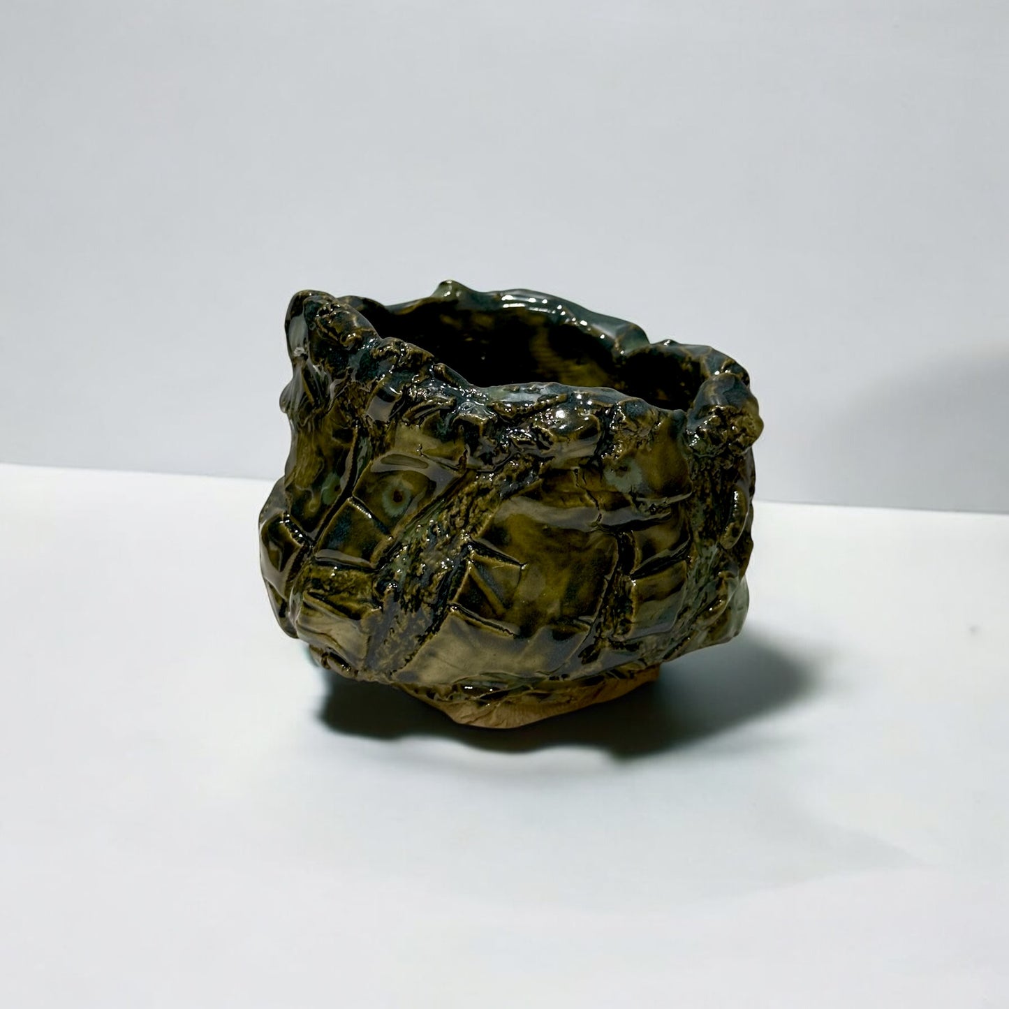 《 好人製陶 》 手工陶盆 荒岩綠晶