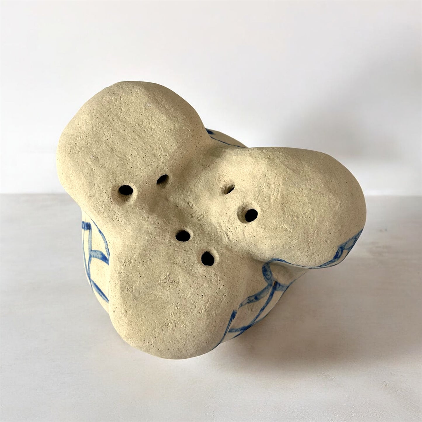 《 好人製陶 》手工陶盆 藍紋地景