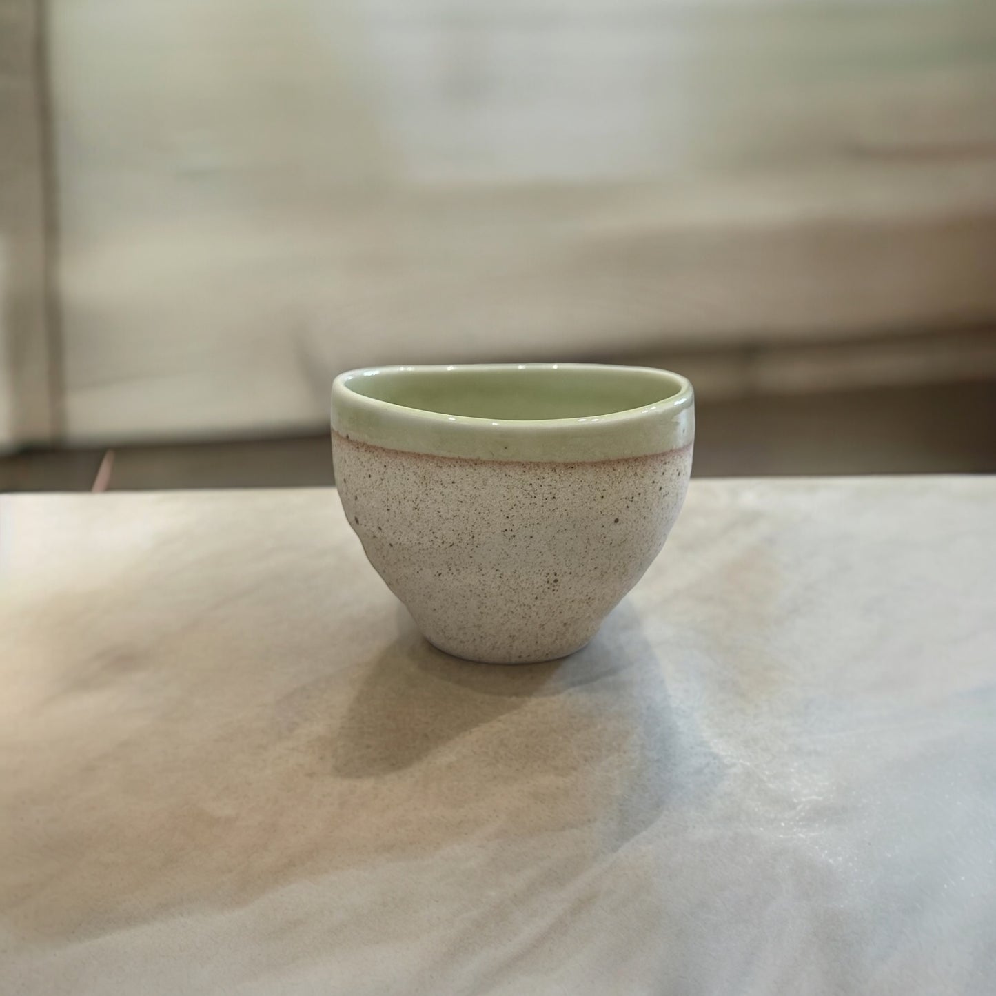 "Japanese Pottery" Handmade Pottery Cup ( Green Light )