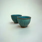 "Japanese Pottery" "Pair of Cups" Swirling Pattern Pottery Cup ( Green )