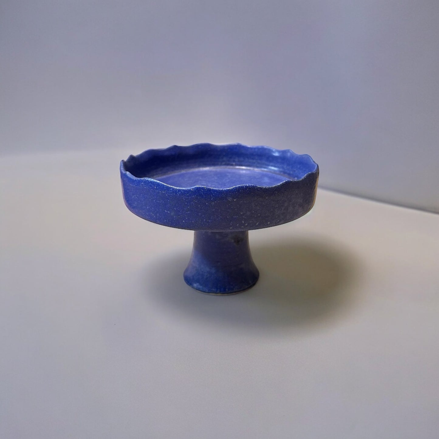 "JAEE" Handmade Tall dessert dish ( Lightning Blue)