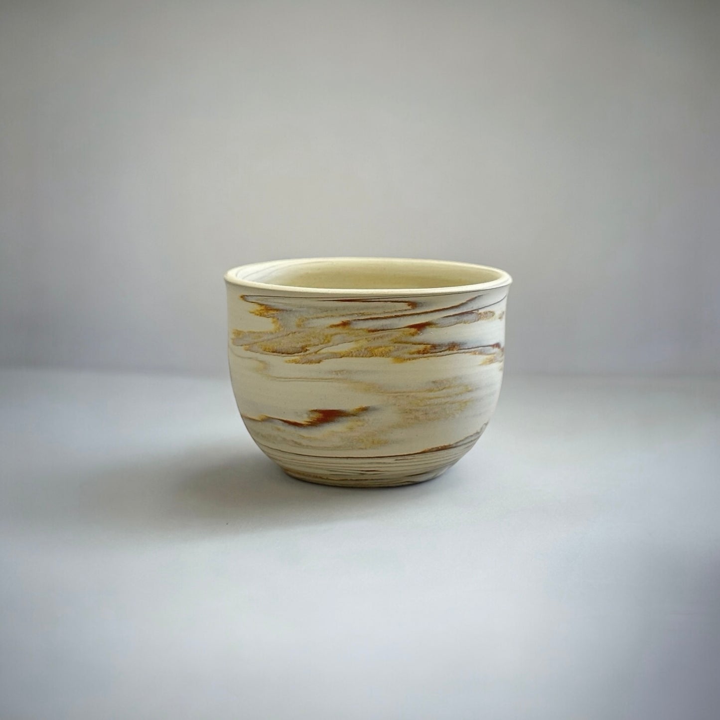 "Japanese Pottery" Pottery Cup ( Nerikomi - Zebra White )