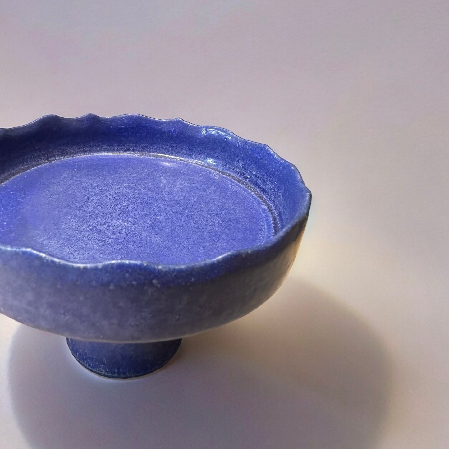 "JAEE" Handmade Tall dessert dish ( Lightning Blue)