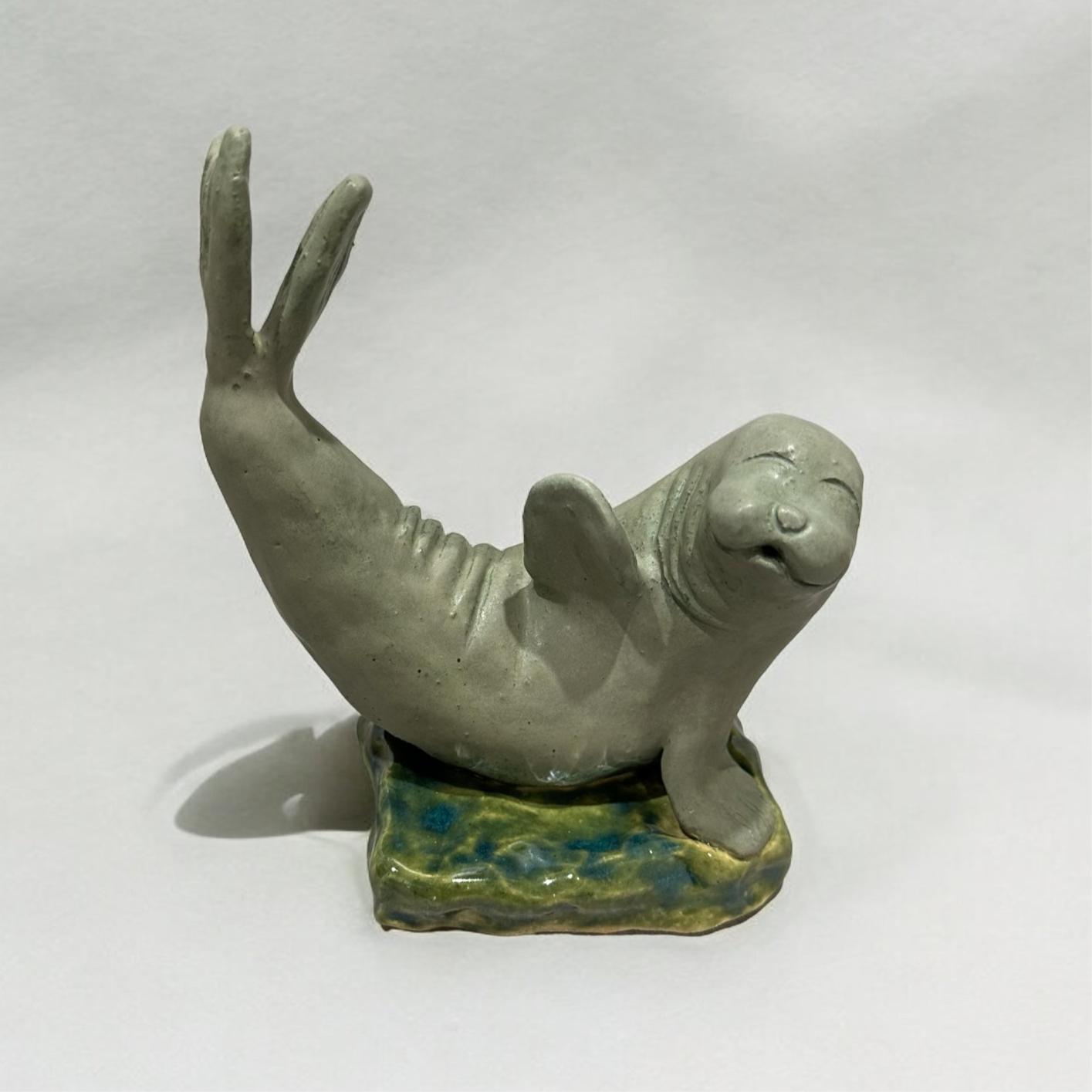 KAKU Ceramic" Handmade pottery Sculpture ( Baby Seal  )