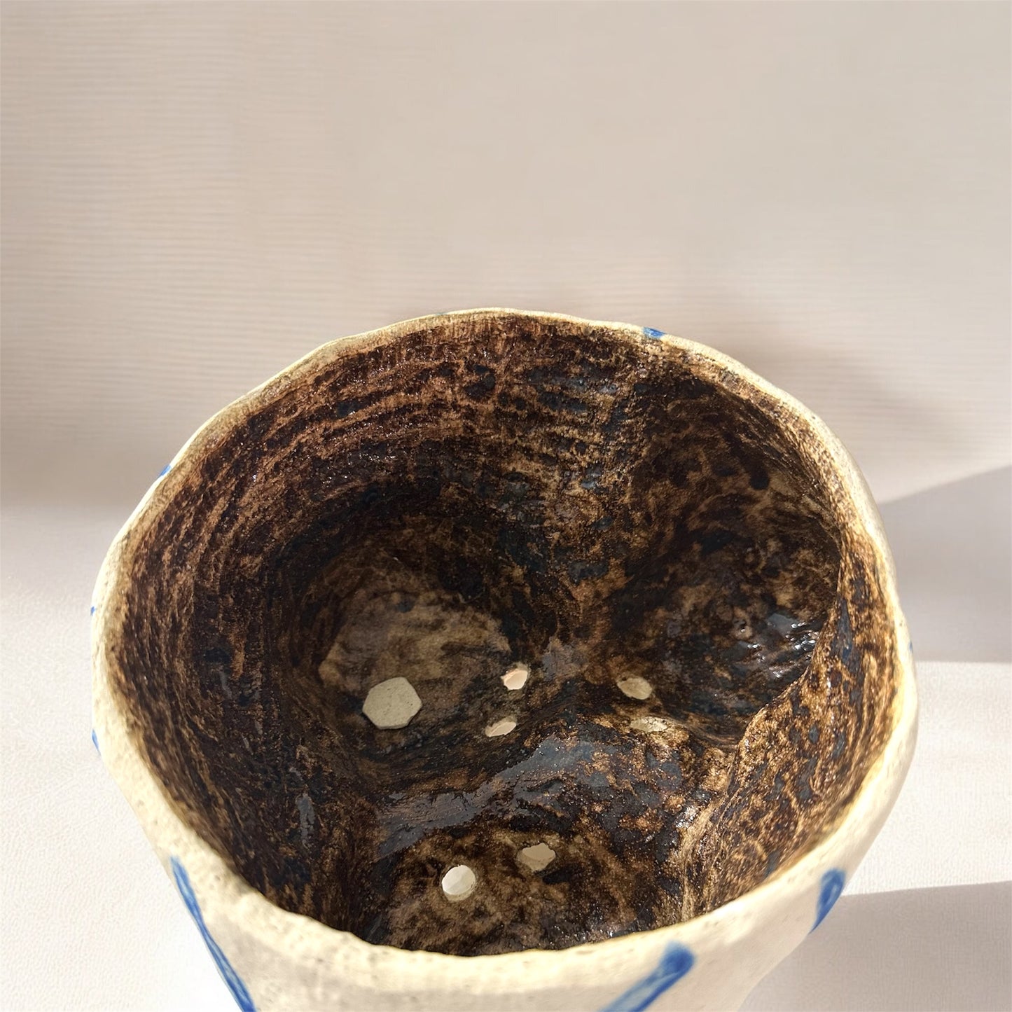 《 好人製陶 》手工陶盆 藍紋地景