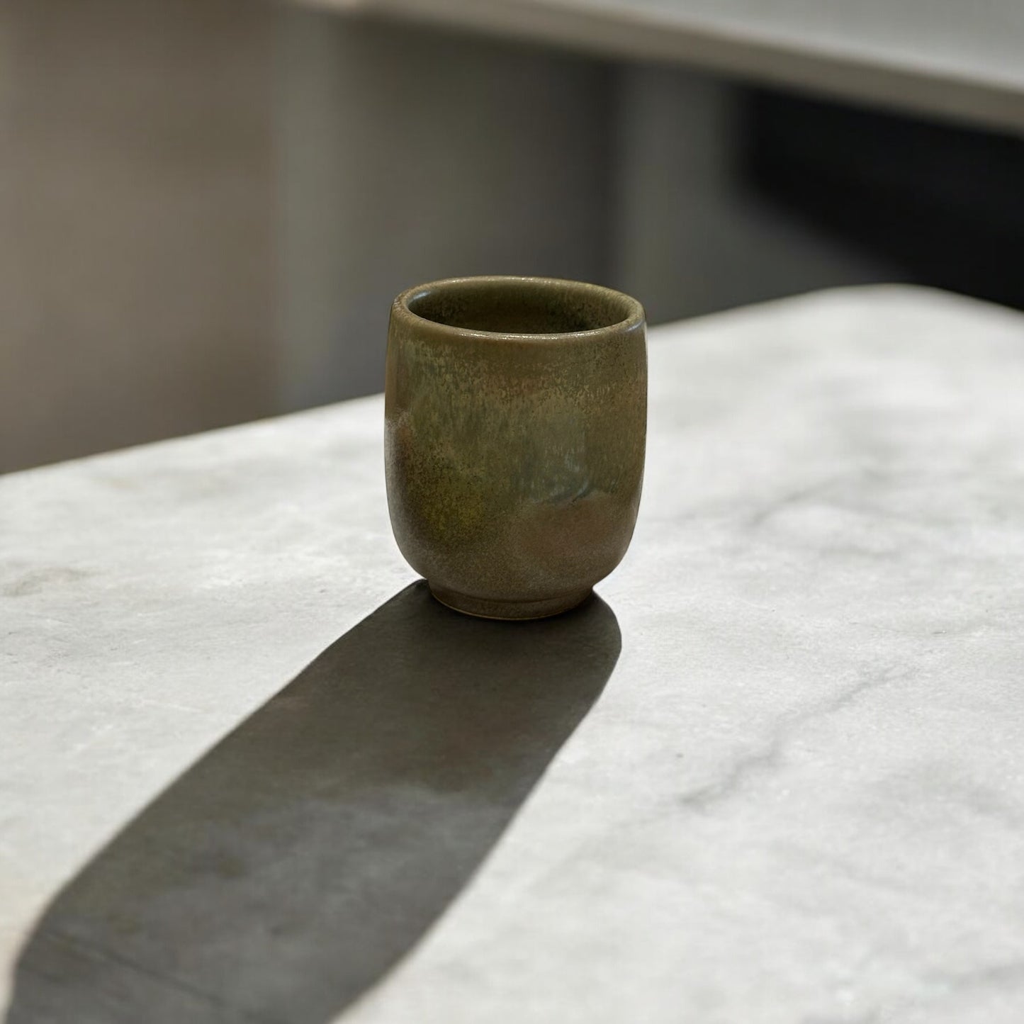 《 添興窯 》 手工陶杯 橄欖綠