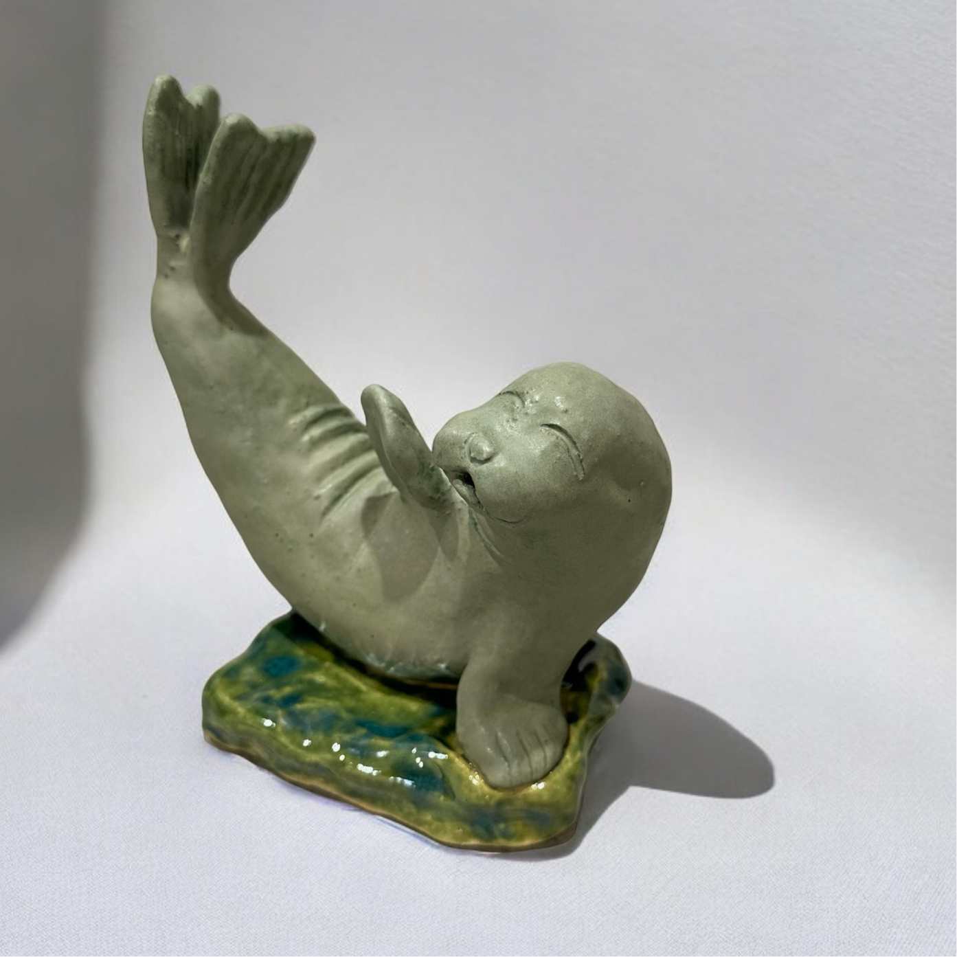 KAKU Ceramic" Handmade pottery Sculpture ( Baby Seal  )