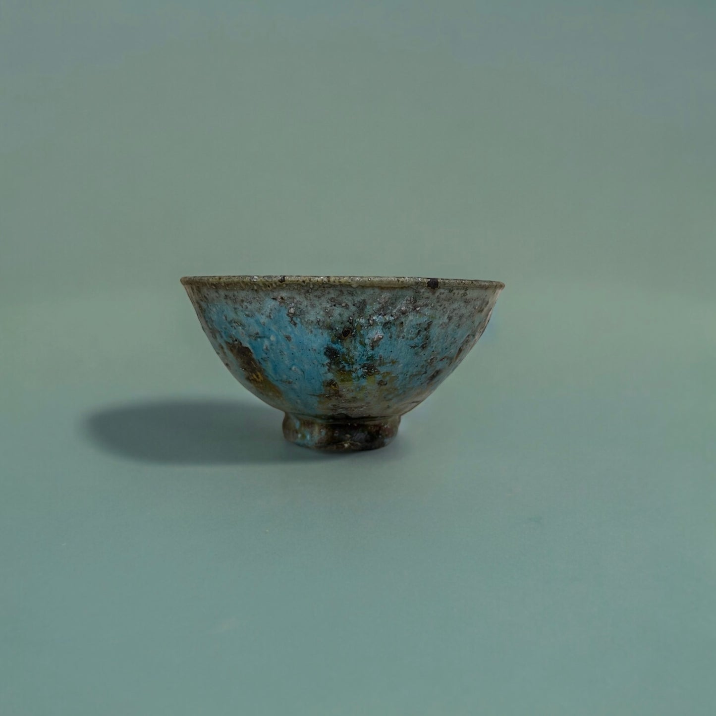 "Japanese Pottery" Handmade Tea Bowl ( Teal )