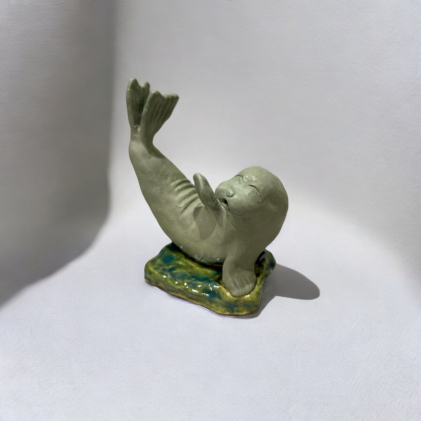 KAKU Ceramic" Handmade pottery Sculpture ( Baby Seal  )