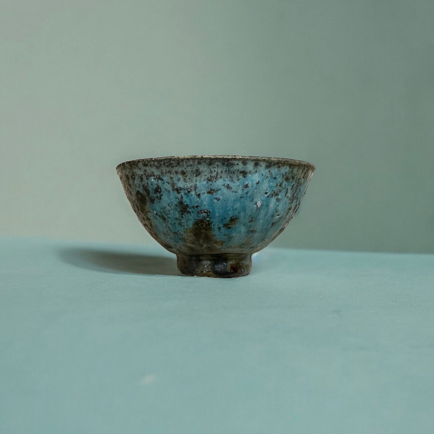 "Japanese Pottery" Handmade Tea Bowl ( Teal )