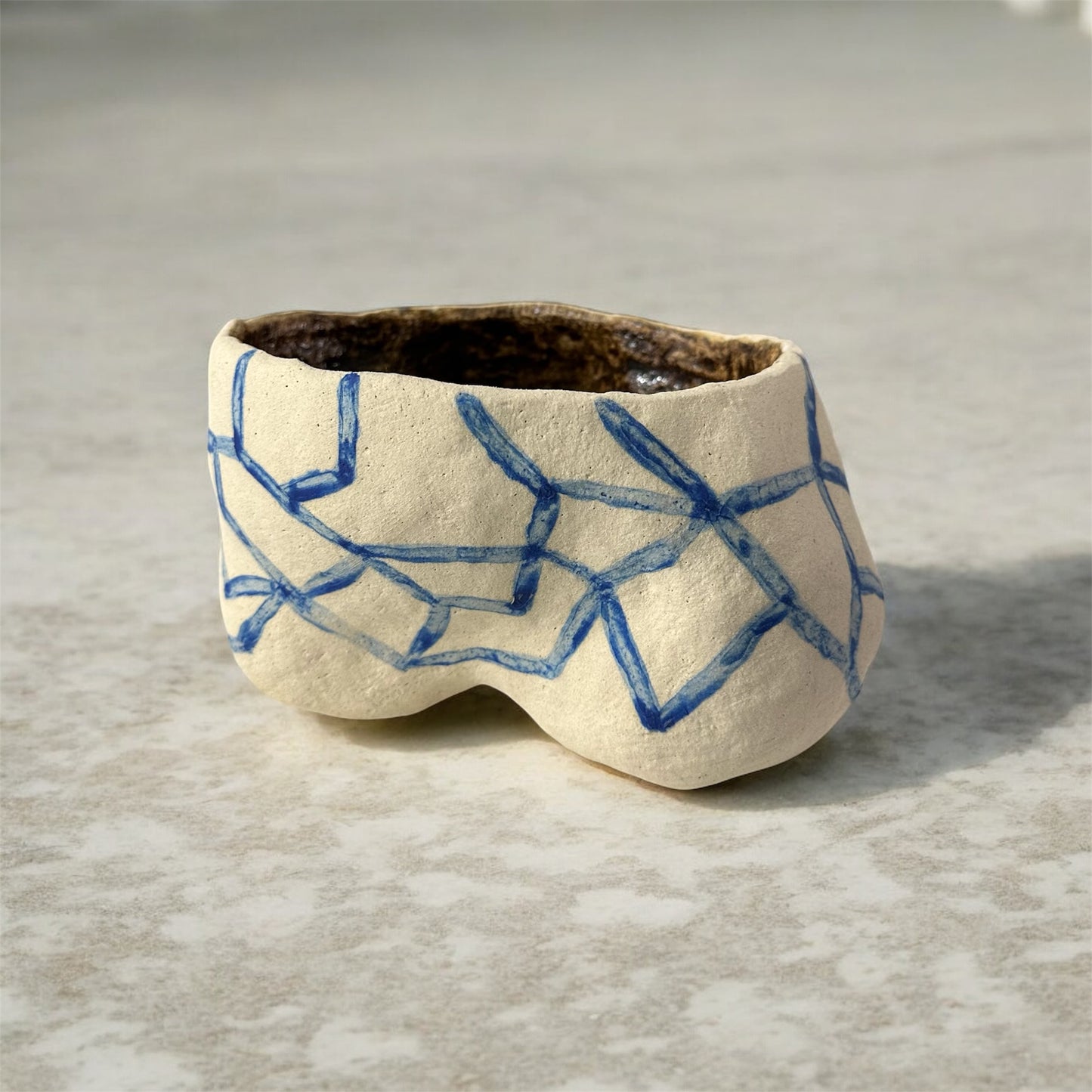 《 好人製陶 》手工陶盆 藍紋地景