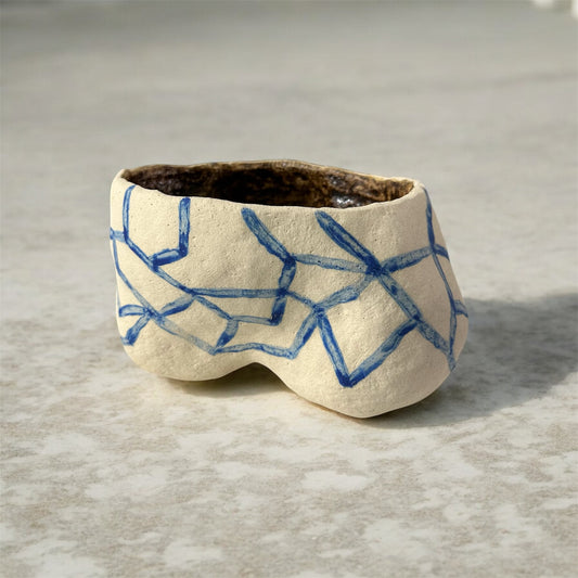 《 好人製陶 》手工陶盆 藍紋地景