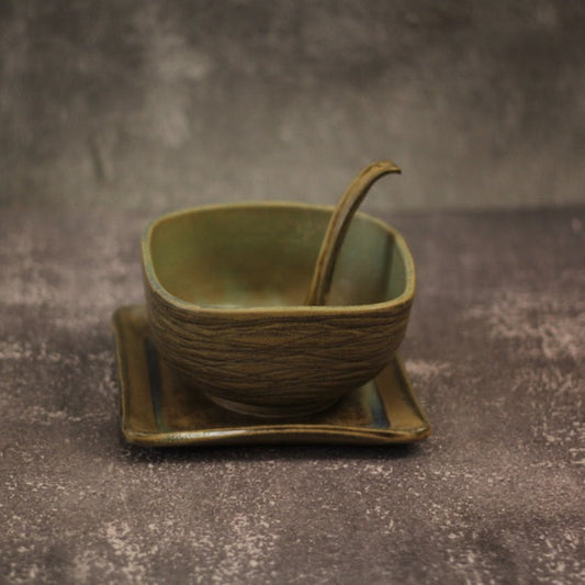 添興窯 茶碗組甜點器皿 橄欖綠